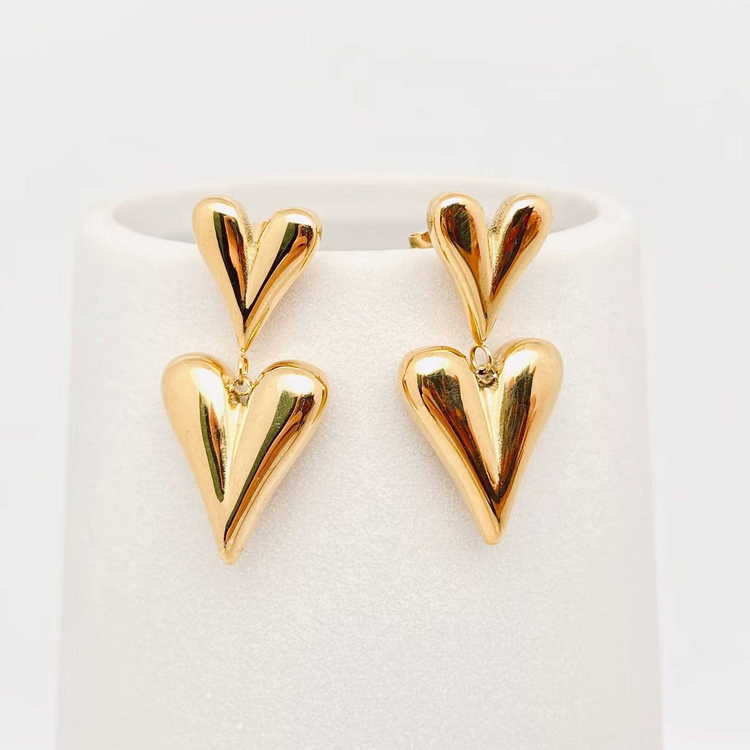 Jewelry18K Double Heart Earrings