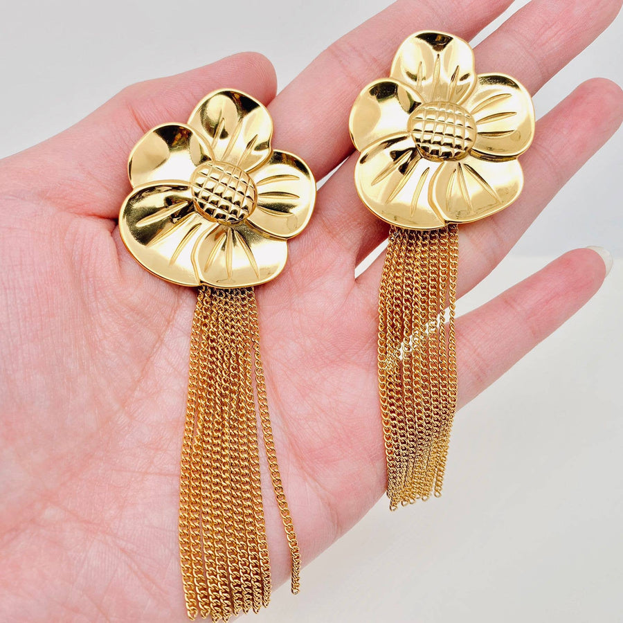 Jewelry18K Flower Drape Earrings