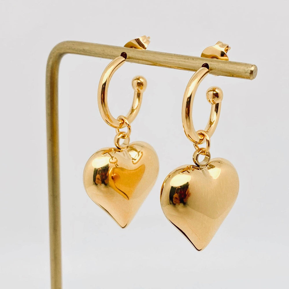 Jewelry18K Gold Heart Charm Earrings