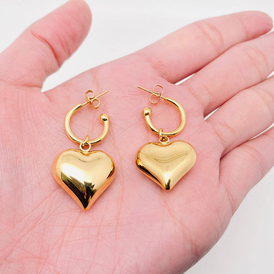 Jewelry18K Gold Heart Charm Earrings