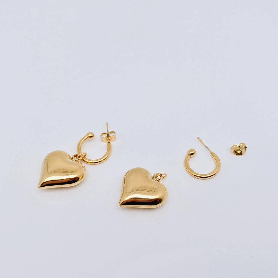 Jewelry18K Gold Heart Charm Earrings