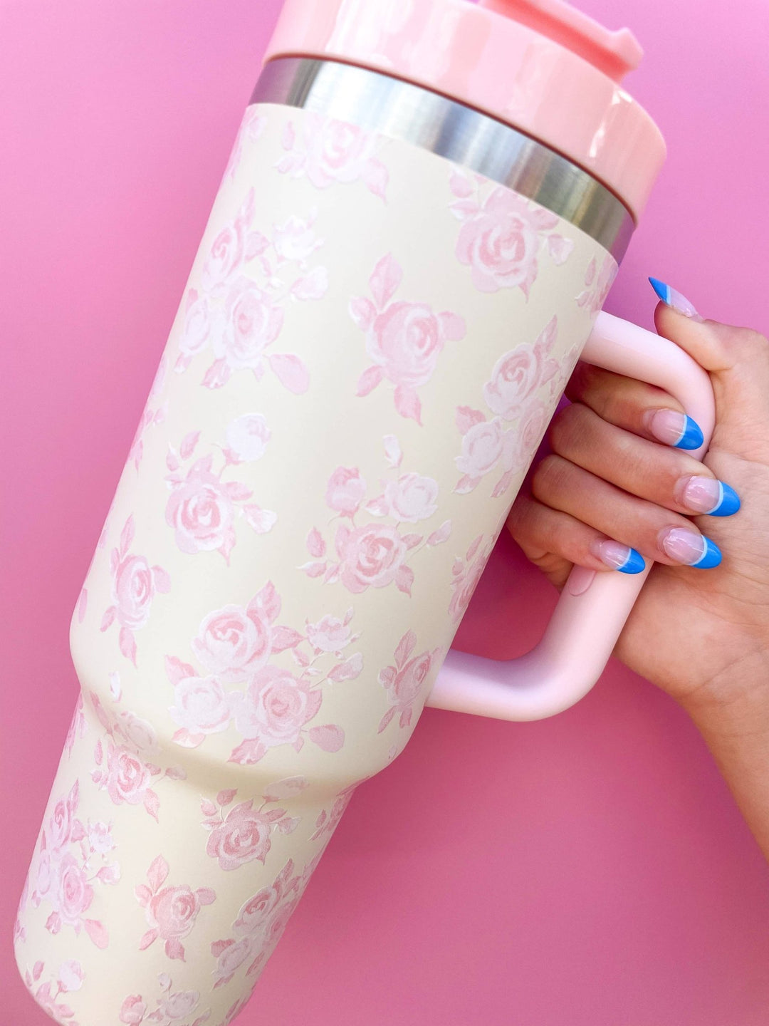 TumblerCream & Pink Floral 40oz Tumbler