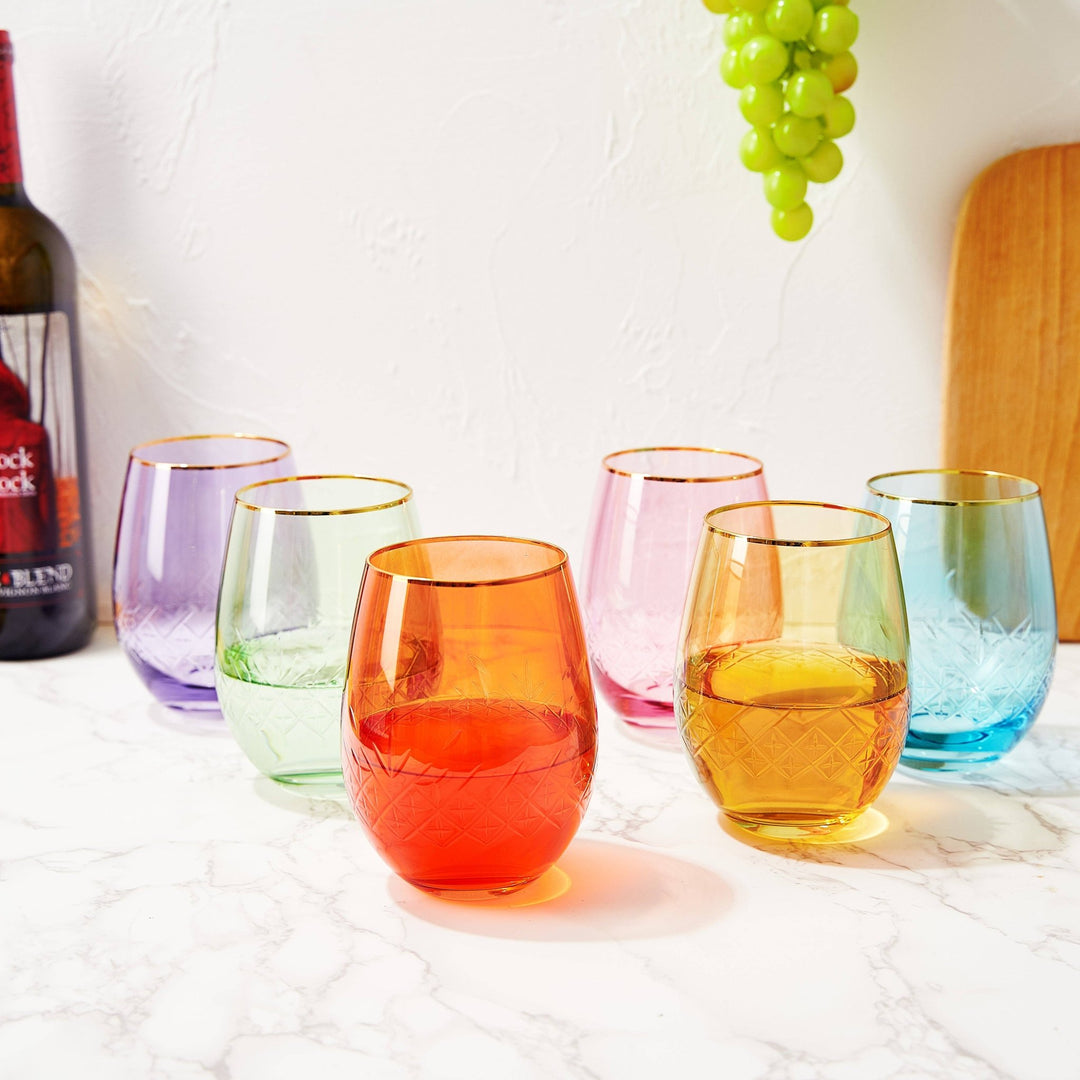 Deco Stemless Wine Glass