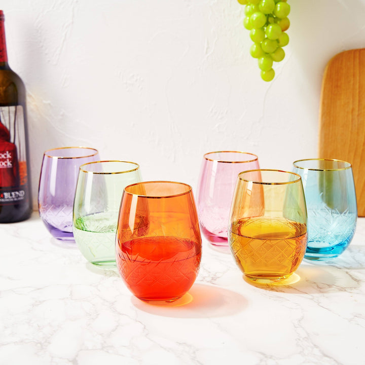 Deco Stemless Wine Glass