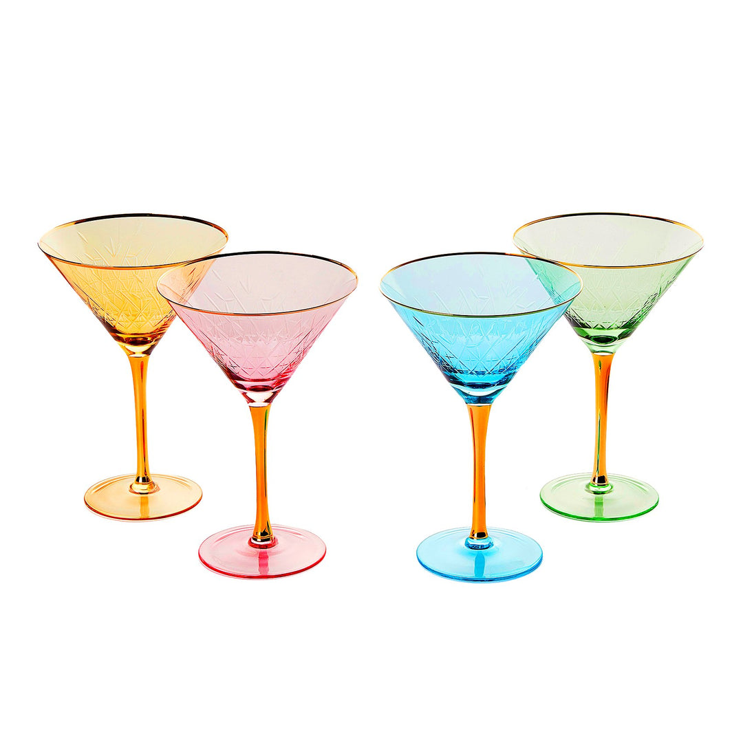 Gold Rimmed Crystal Martini Glasses 10 oz