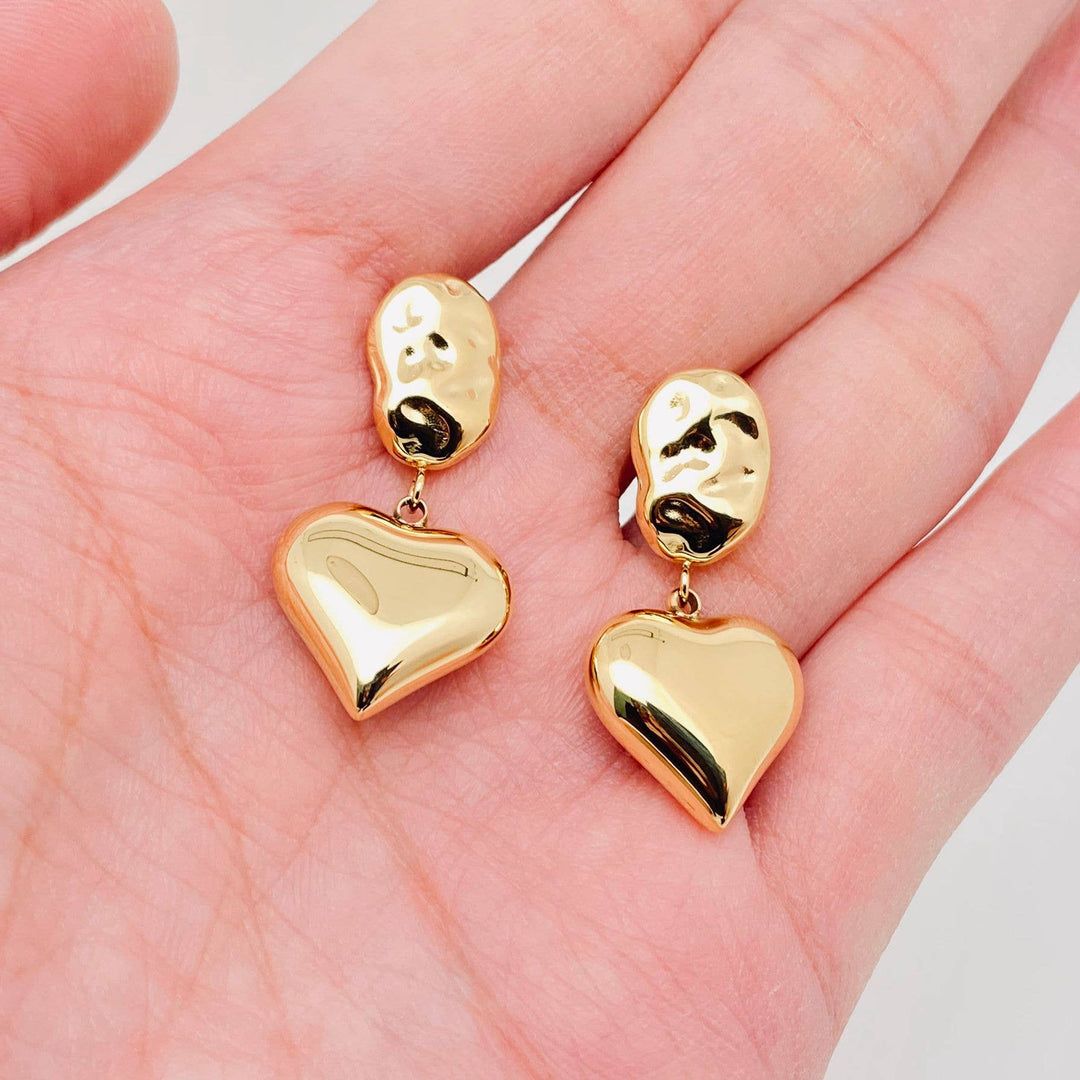 JewelryHeart Charm 18K Gold Earrings