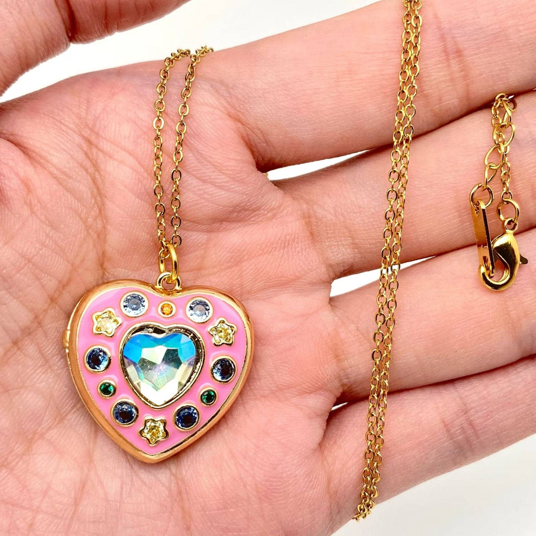 JewelryLook at this Photograph Pink Heart Photo Necklace