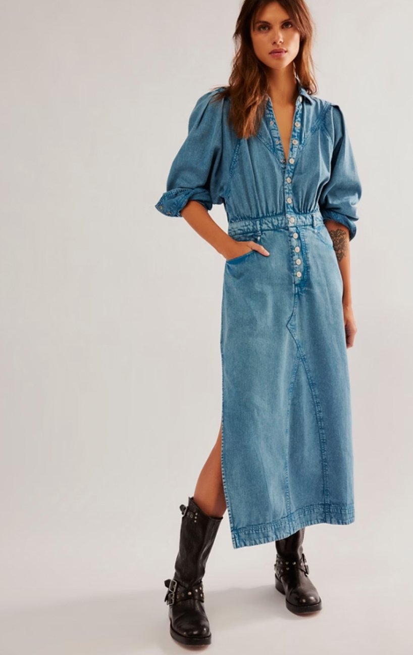 Free People DressMAD LOVE DENIM MIDI