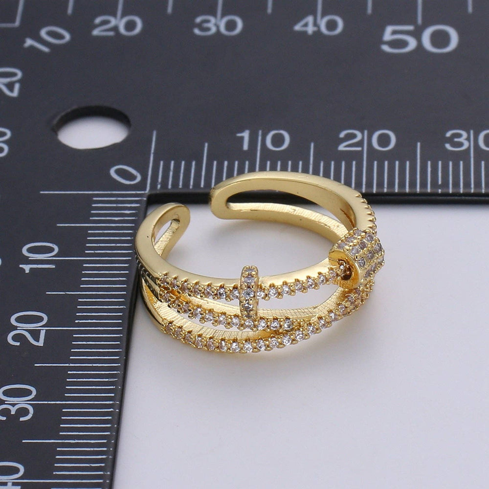 JewelryMicro Pave 24k Gold Ring