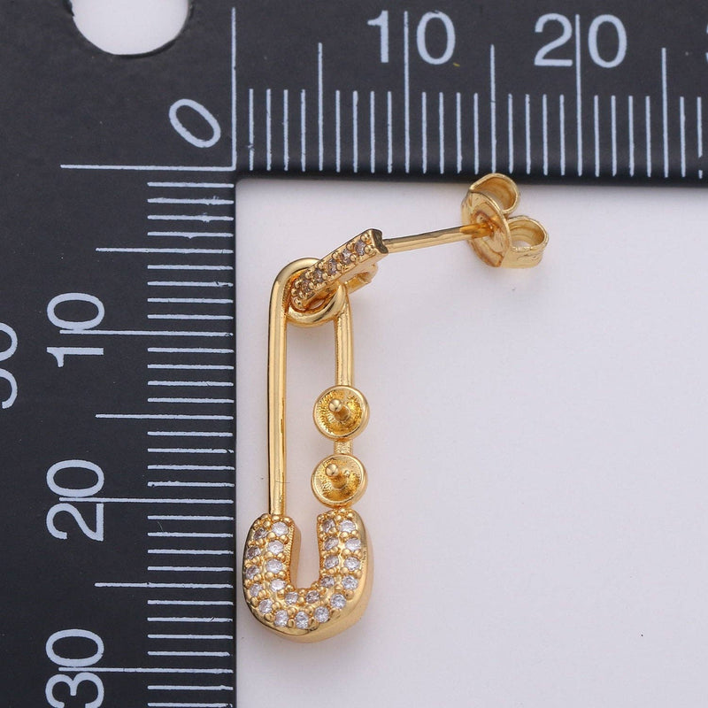 JewelryMicro Pave Gold Safety Earring