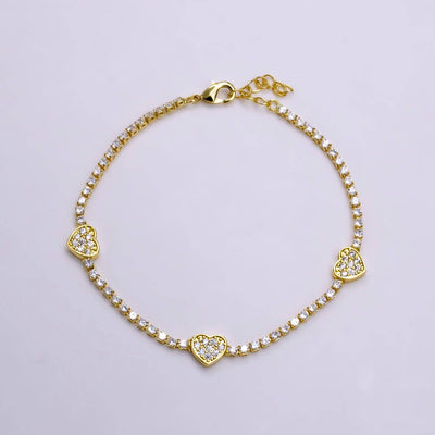 JewelrySilver Heart Tennis Chain Bracelet