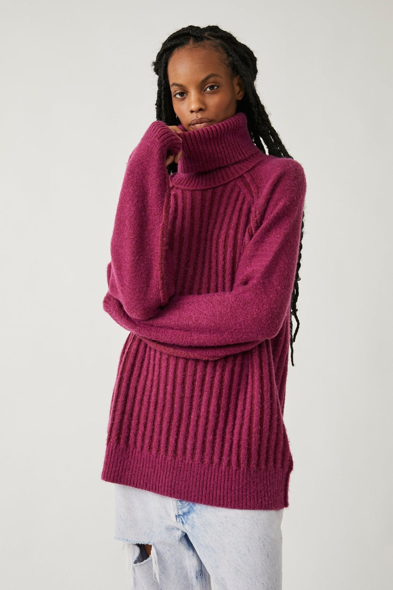 High quality Free People Mixed Knit Turtleneck Sweater