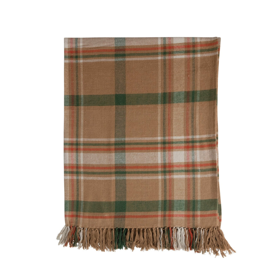 Cotton Flannel Throw with Fringe