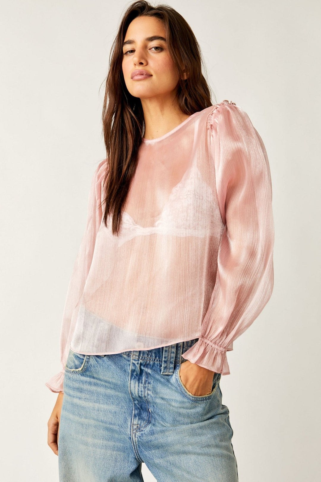 Free People TopFREYA FROST TOP / PALE PINK