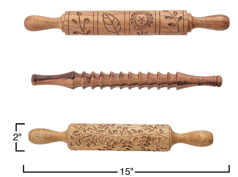 Kitchen + BarHand-Carved Wood Rolling Pin (3 Styles)