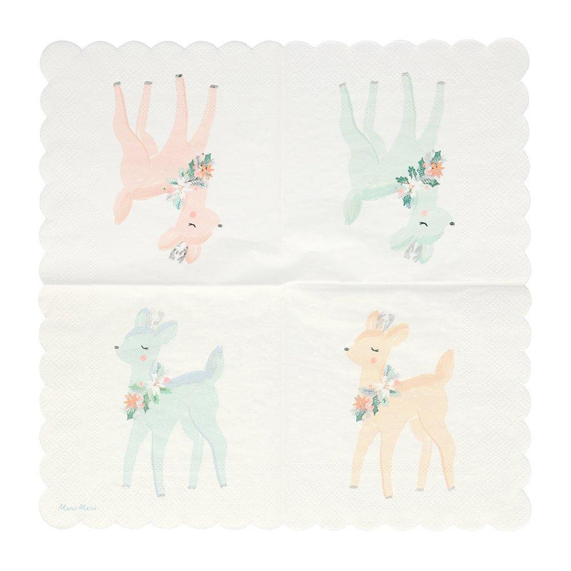 PaperPastel Deer Napkins ( Set Of 16)