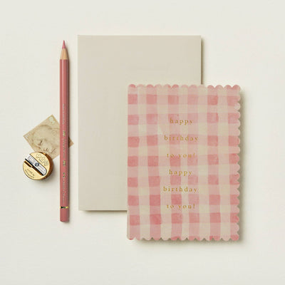 CardsPink Gingham 'Happy Birthday to You!' Card