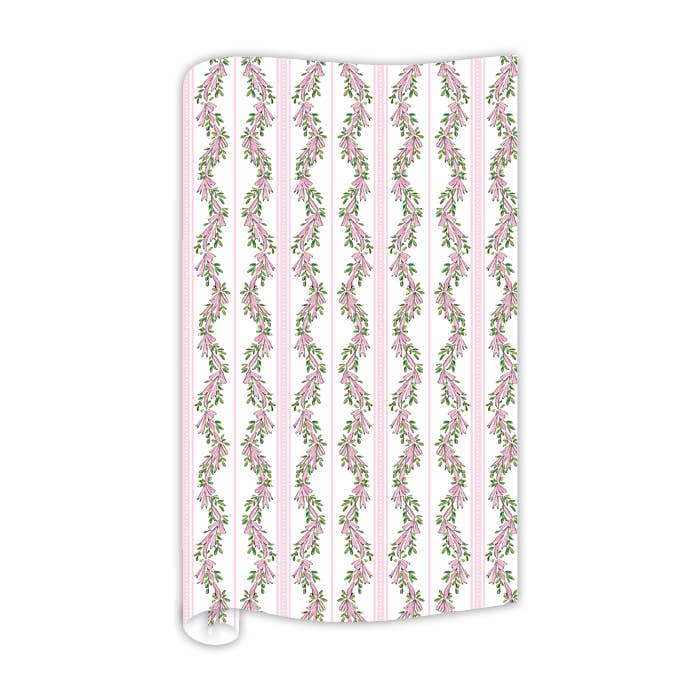 Wrapping PaperPink Ribbon & Bows with Greenery Wrapping Paper