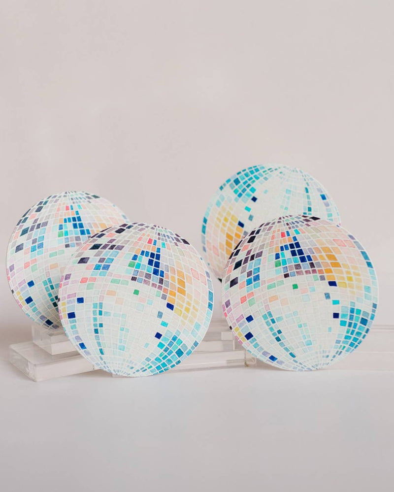 CoastersRainbow Disco Ball Reusable Chipboard Coasters - Set