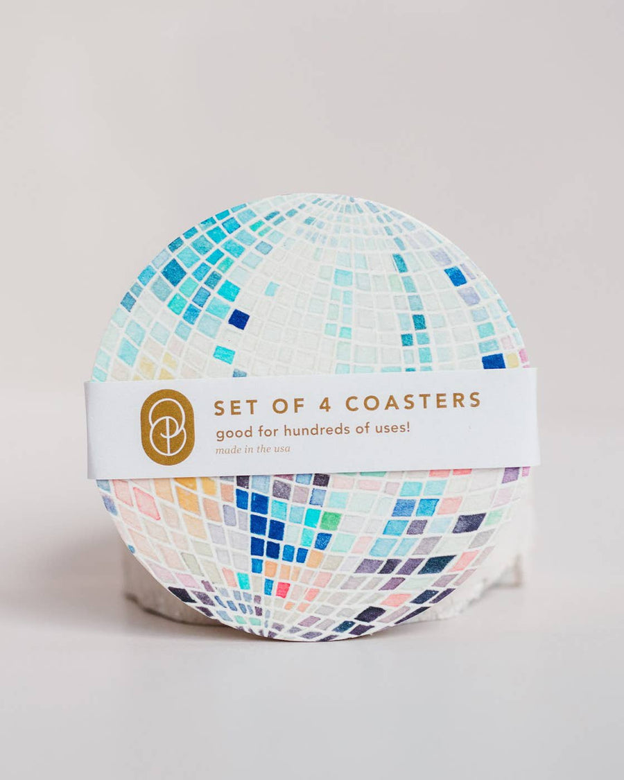 CoastersRainbow Disco Ball Reusable Chipboard Coasters - Set