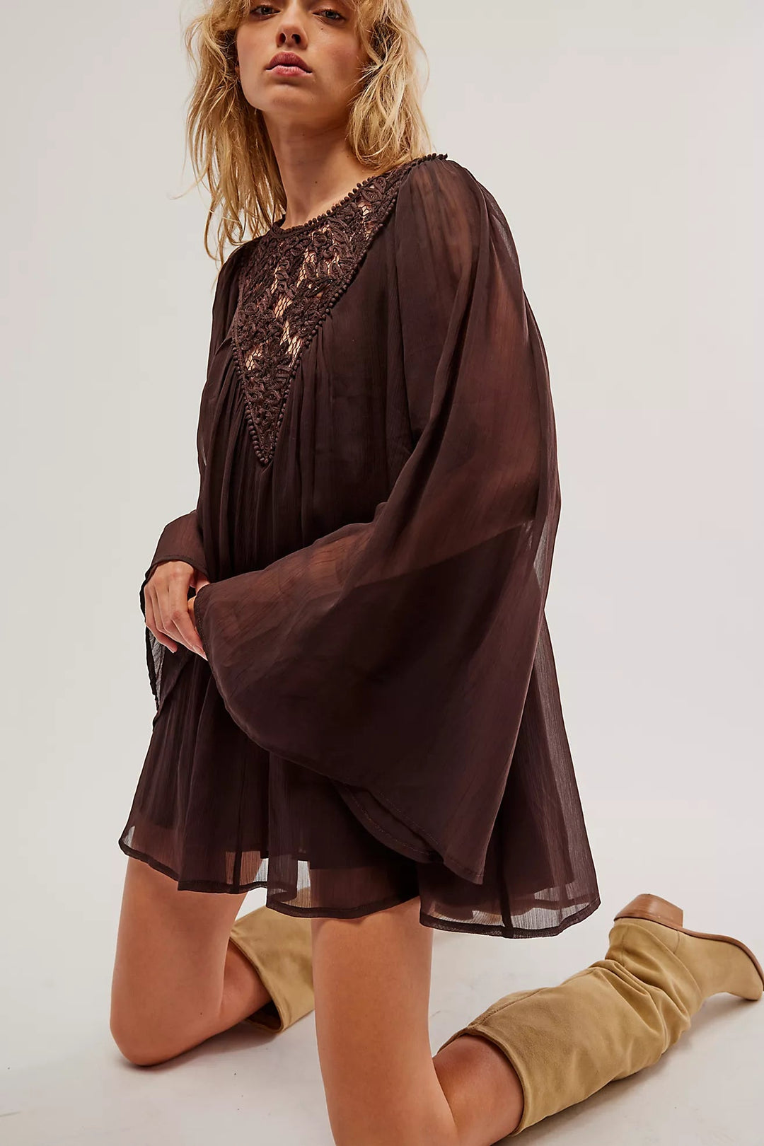 Free People DressSUNSHINE OF LOVE MINI / BLACK COFFEE