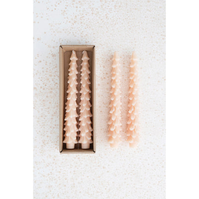 Tall Unscented Tree Shaped Taper Candles | Set of 2