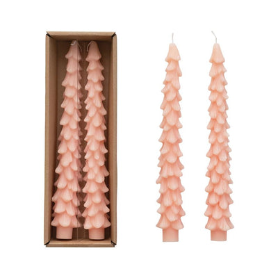 Tall Unscented Tree Shaped Taper Candles | Set of 2