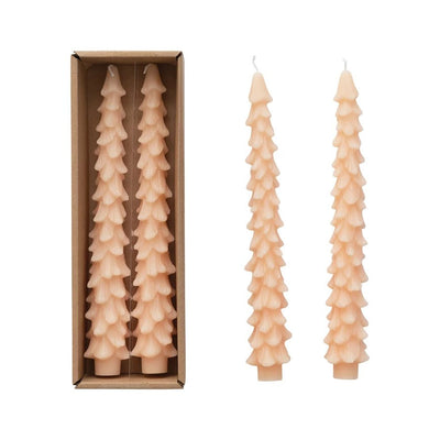 Tall Unscented Tree Shaped Taper Candles | Set of 2